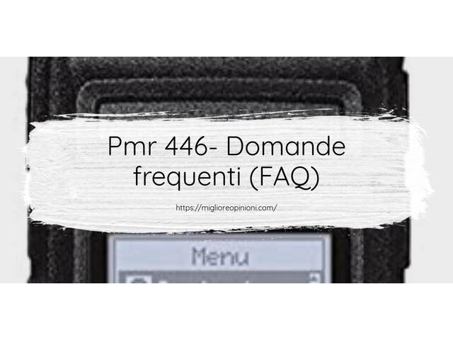 Pmr 446- Domande frequenti (FAQ)